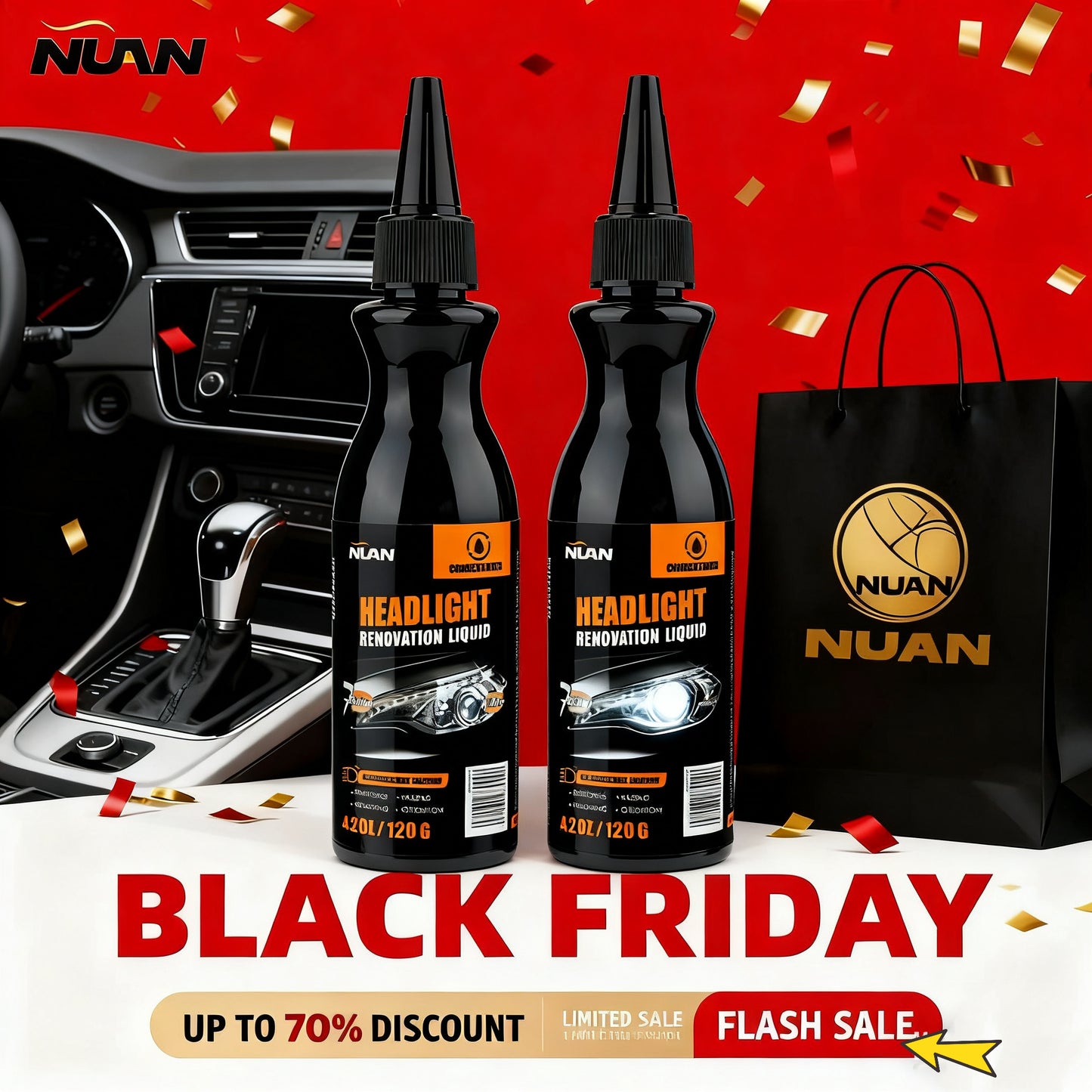 NUAN Headlight Restoration Liquid - Removes Fog & Oxidation-zz（30% OFF Sitewide!）
