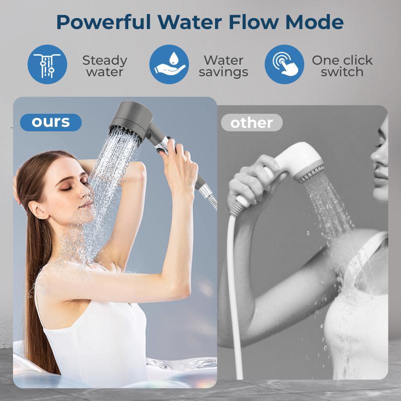 3Setting Shower Head with Purifier & StressRelieving Massage Jets